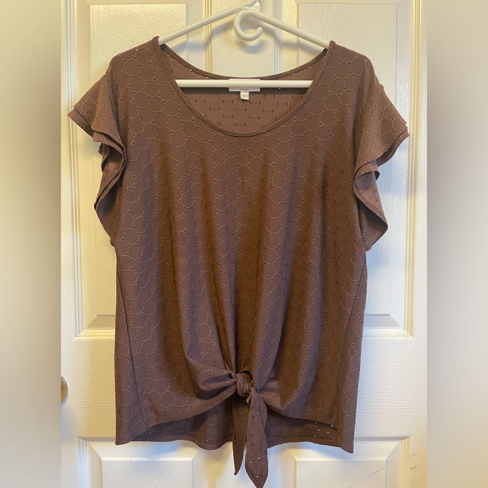 Chocolate Brown Tie-Front Blouse